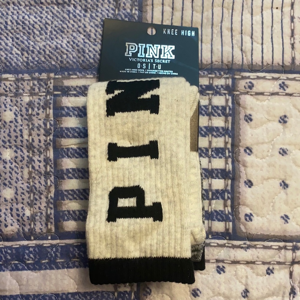 Brand new pink Victoria secret knee high socks